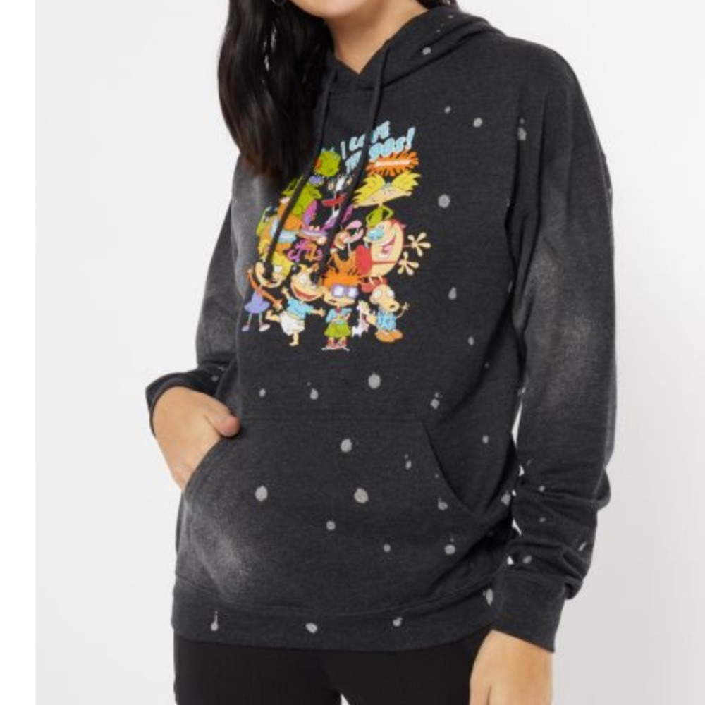 Black Bleached Nickelodeon Throwback Hoodie